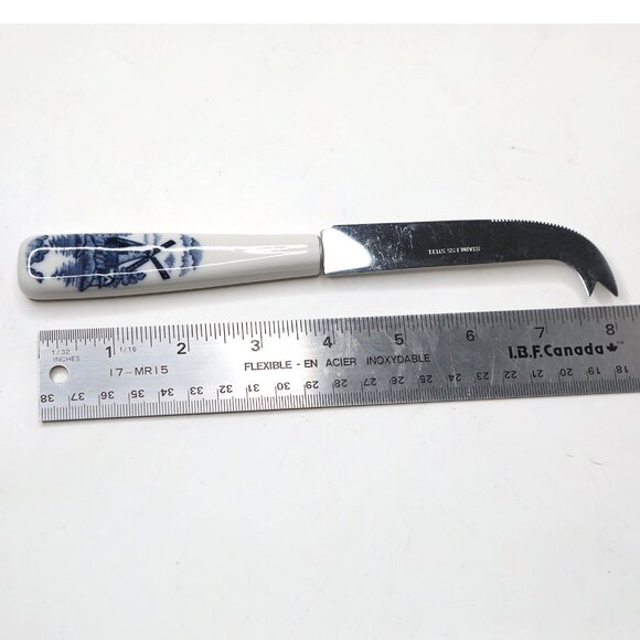 Vintage DELFT Blue Dutch Cheese Knife | Ceramic Handle Stainless Steel Blade - Picture 4 of 9